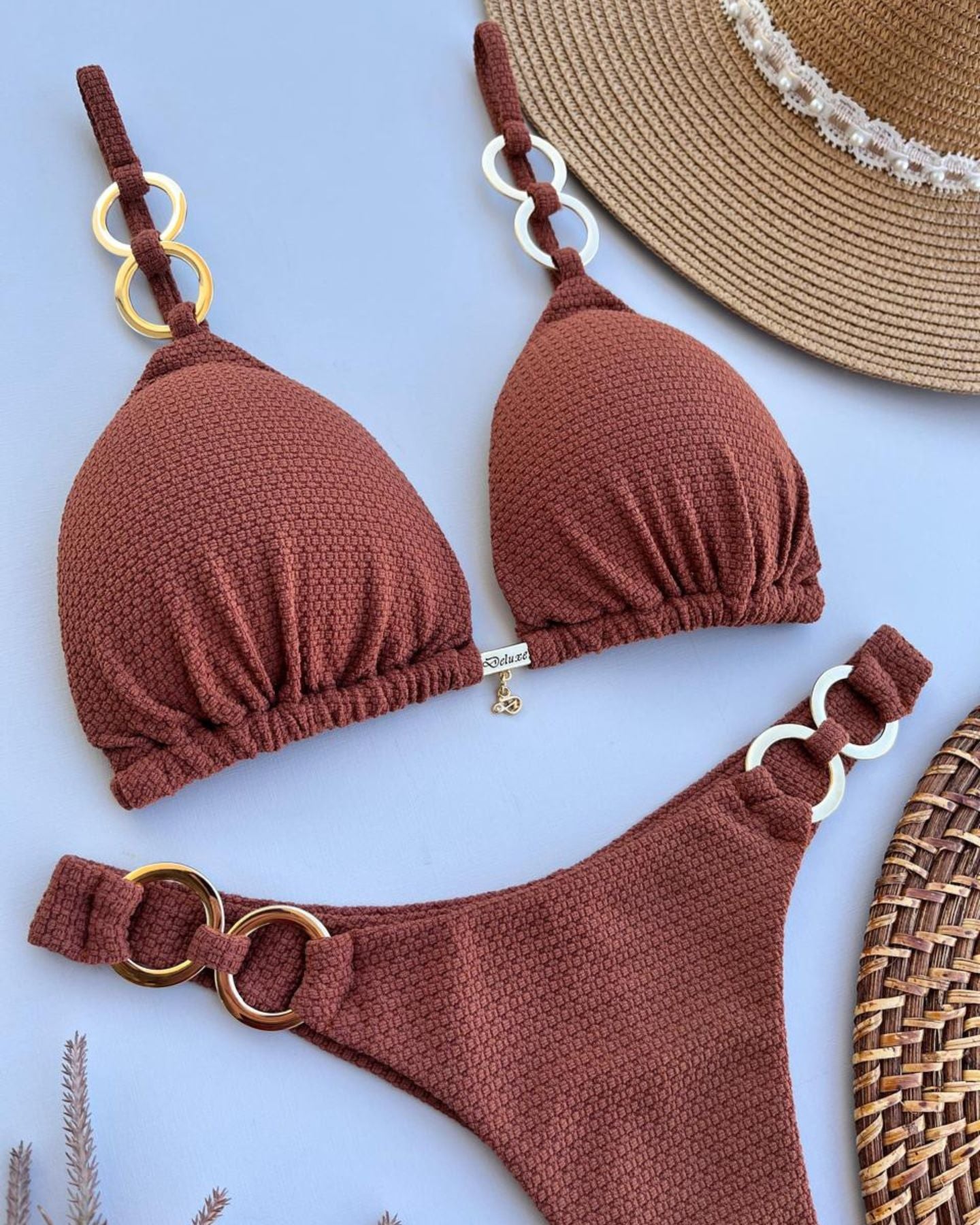 Biquíni Cortininha 2 Argolas - Marrom