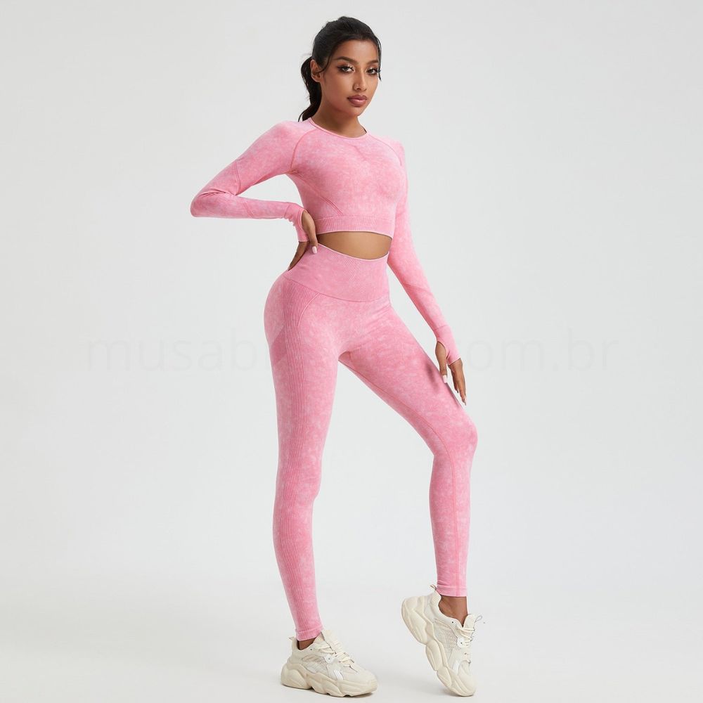 Conjunto Academia Sem Costura Manga Longa