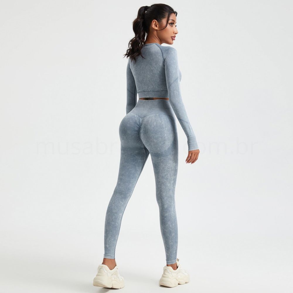 Conjunto Academia Sem Costura Manga Longa
