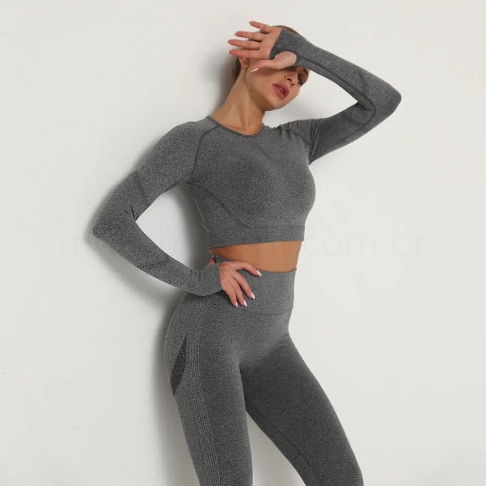 Conjunto Academia Sem Costura Manga Longa