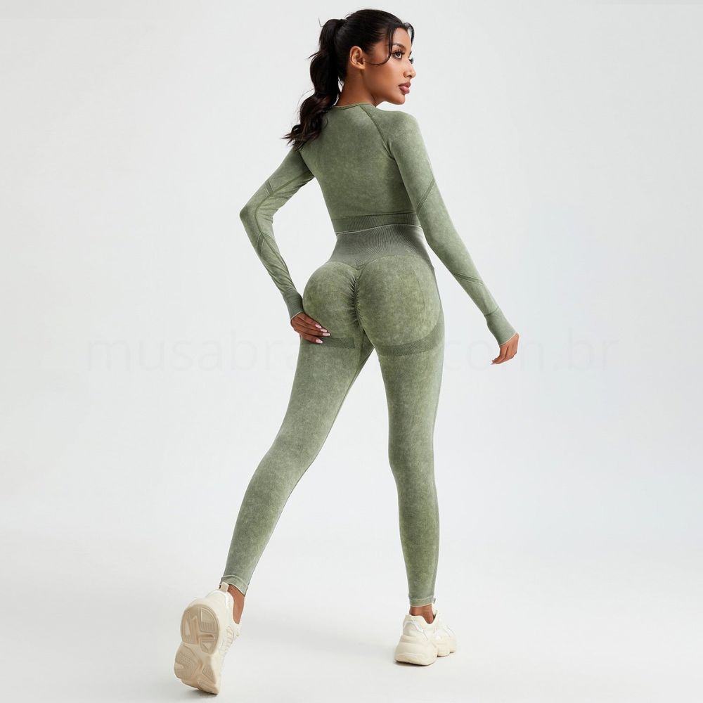 Conjunto Academia Sem Costura Manga Longa