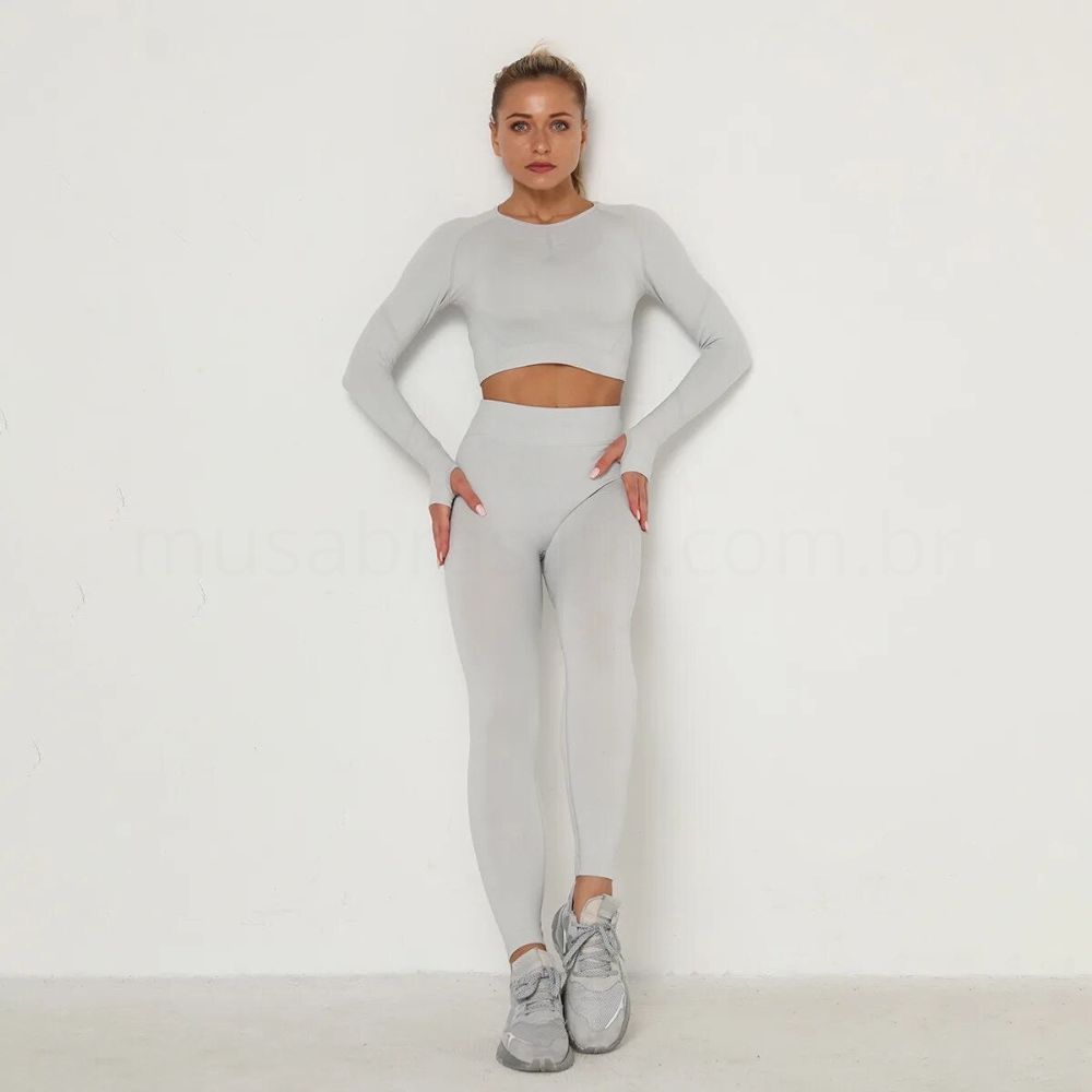 Conjunto Academia Sem Costura Manga Longa