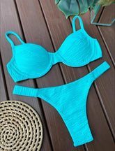 Biquíni Fita Larga Texturizado - Turquesa