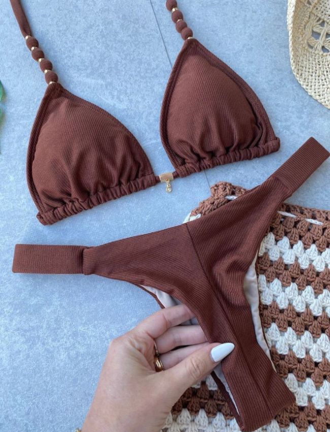 Biquíni Fita Bali Texturizado - Marrom