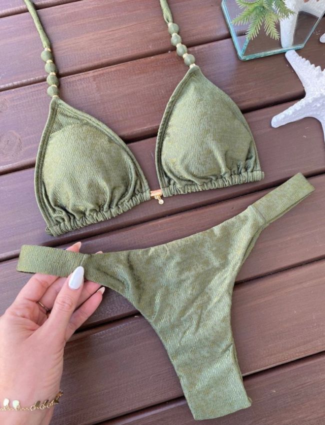 Biquíni Fita Bali Texturizado - Verde Musgo