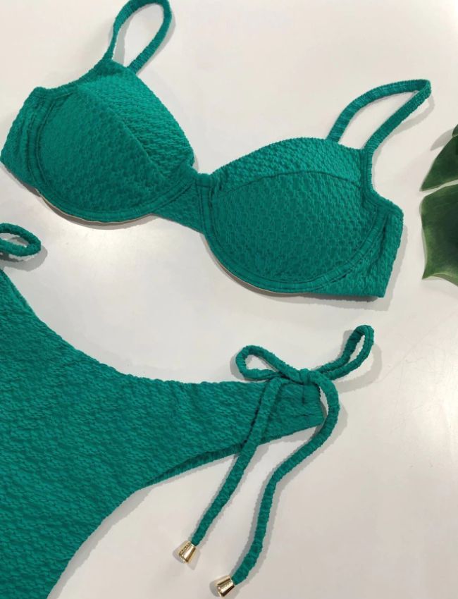 Biquíni Meia Taça Texturizado - Verde