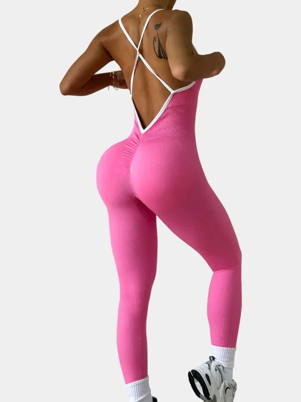 Macacão Fitness Feminino Sem Costura com Sutiã Embutido