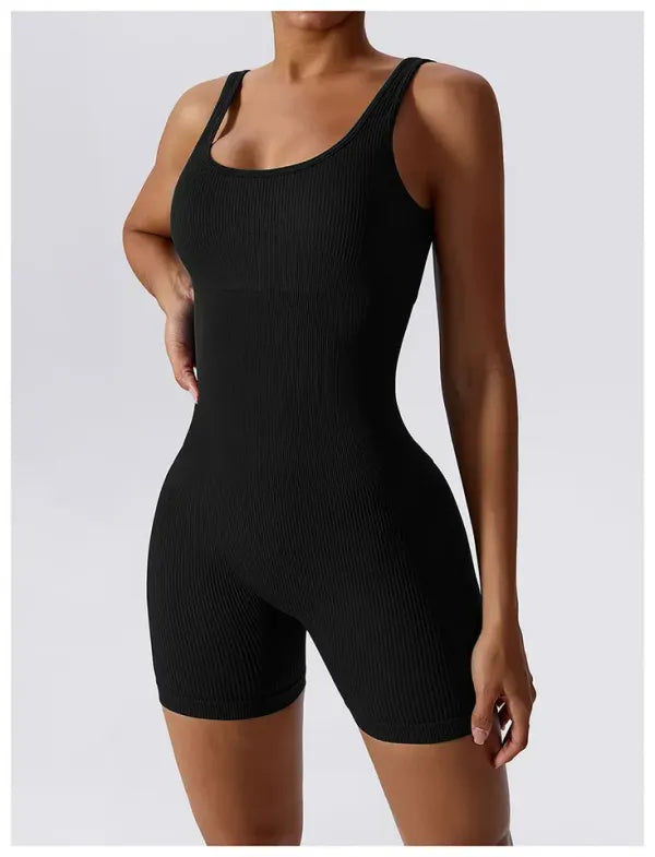 Sem mangas sem costas macacões feminino exercício yoga macacão ternos esportivos fitness wear correndo roupas de uma peça bodysuit sólido