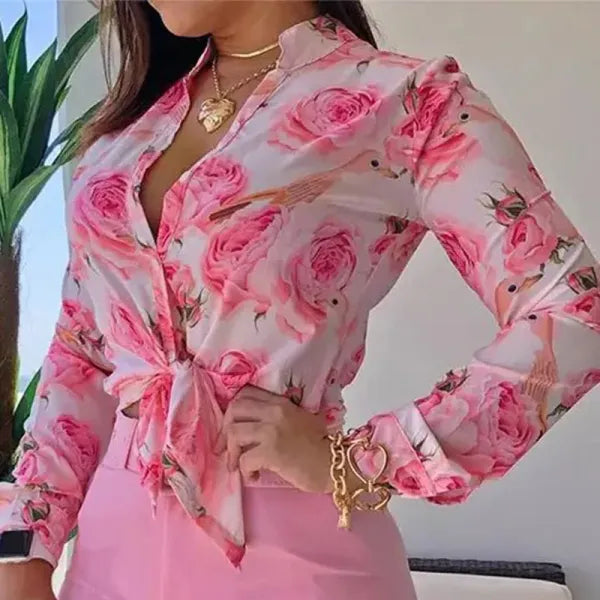 Conjunto Feminino Shorts e Blusa Manga Longa Decote V