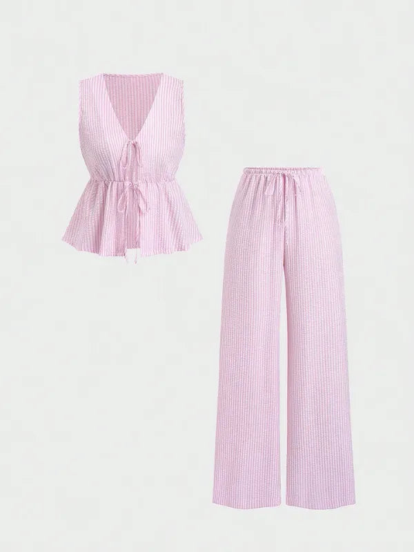 Conjunto Feminino Regata Listrada + Calça Pantalona