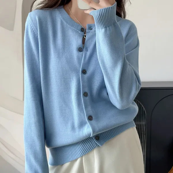 Cardigan Feminino 100% Algodão Premium | Decote Redondo