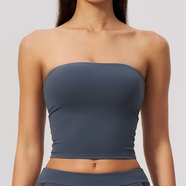 Top Esportivo Sem Alças Push Up Fitness e Yoga Feminino