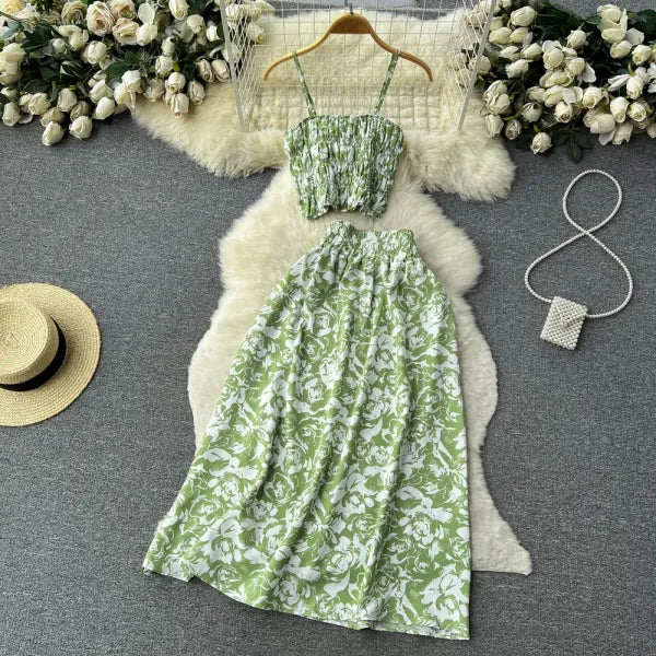 Conjunto Top e Saia Floral — Férias na Praia