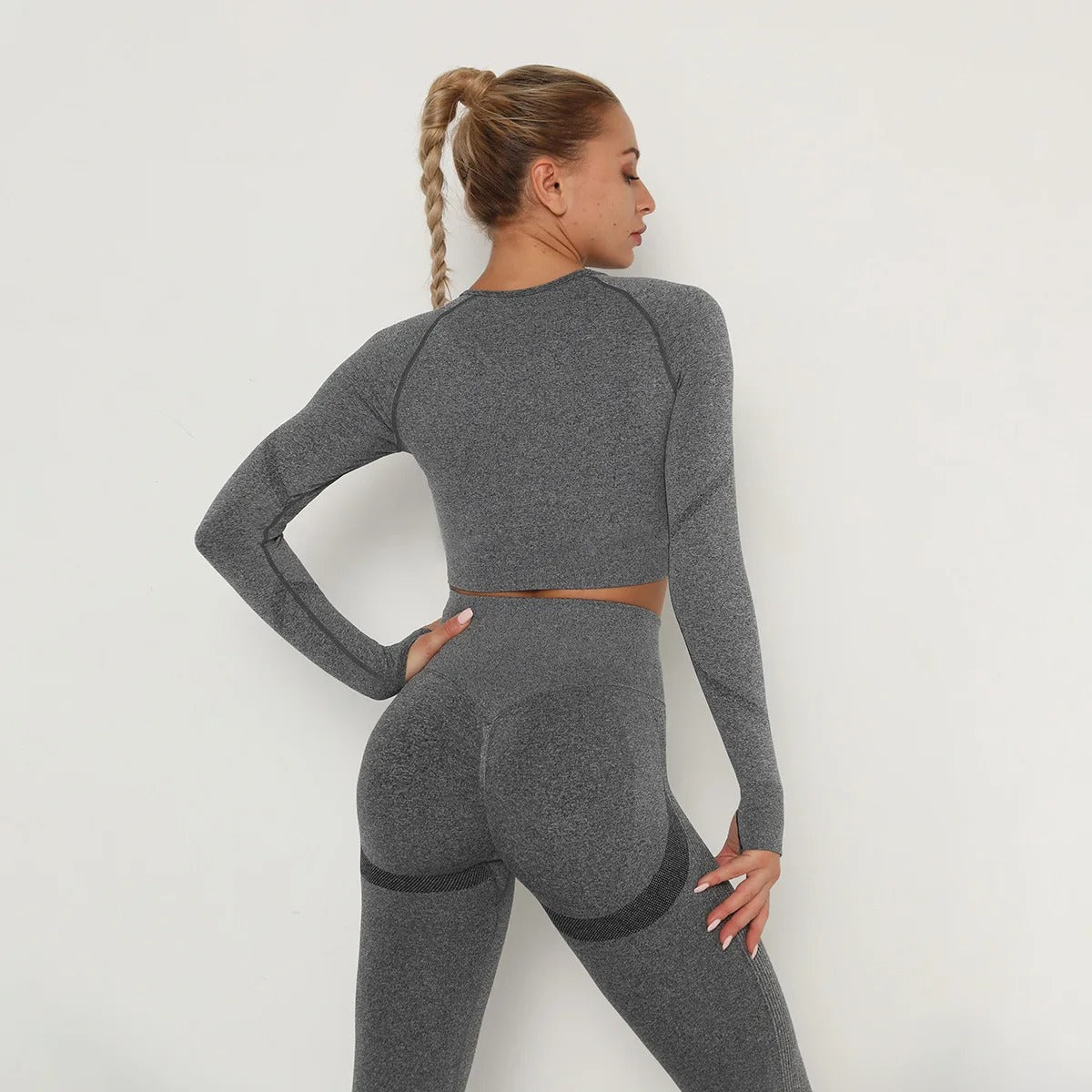 Conjunto Academia Sem Costura Manga Longa