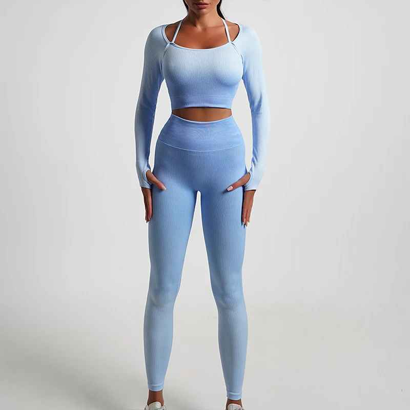 Conjunto Academia Sem Costura Manga Longa - Gradient
