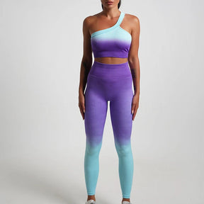 Conjunto Academia Sem Costura Alça Única - Gradient