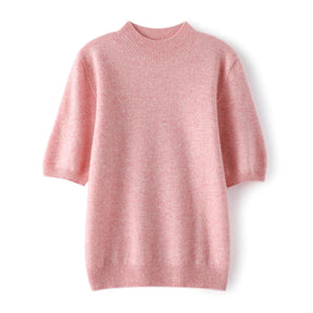Suéter Feminino Caxemira 100% Meia Gola Alta Manga Curta Premium