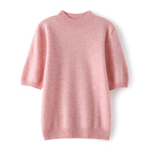 Suéter Feminino Caxemira 100% Meia Gola Alta Manga Curta Premium