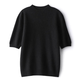 Suéter Feminino Caxemira 100% Meia Gola Alta Manga Curta Premium