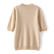 Suéter Feminino Caxemira 100% Meia Gola Alta Manga Curta Premium