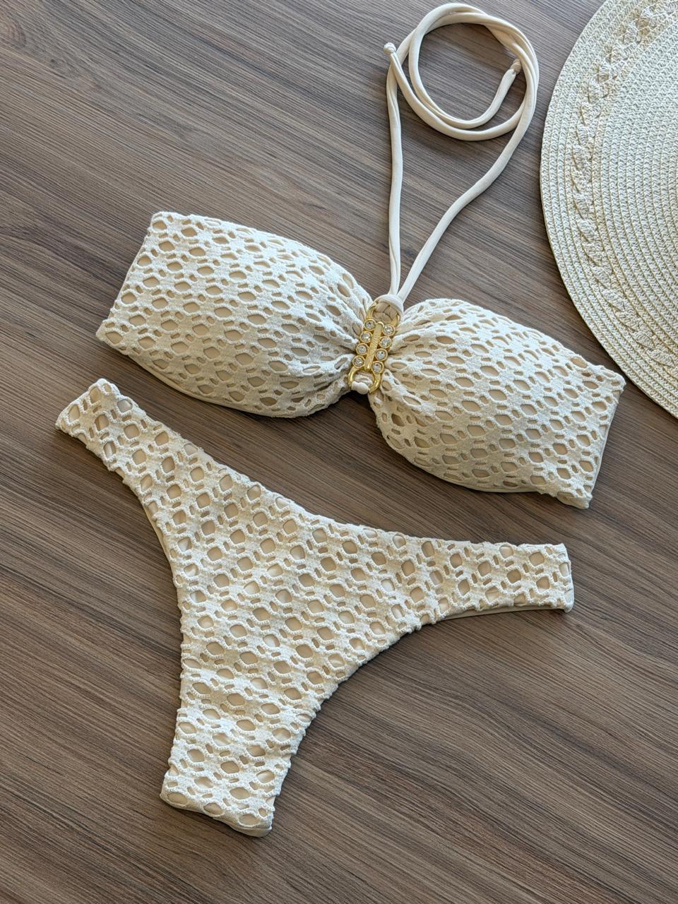 Biquíni Tomara que Caia Macramê - Off White