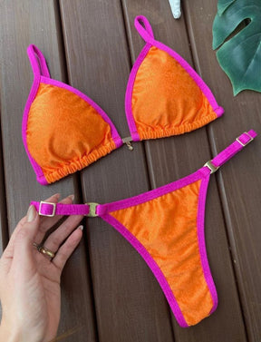 Biquíni Fita com Regulagem - Laranja Pink