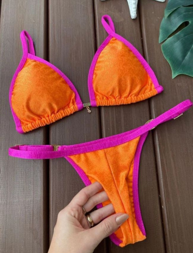 Biquíni Fita com Regulagem - Laranja Pink