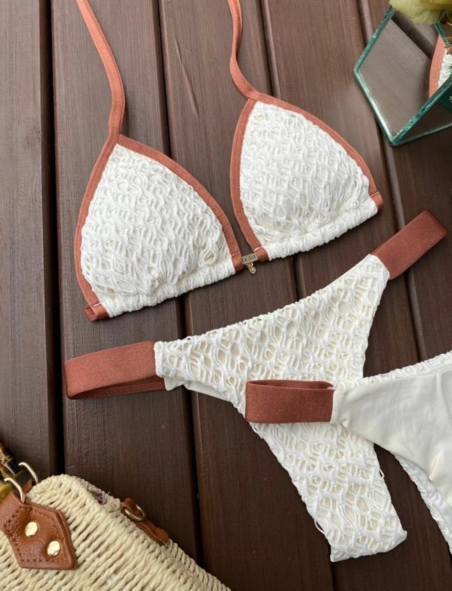 Biquíni Fita Larga - Off White Bronze