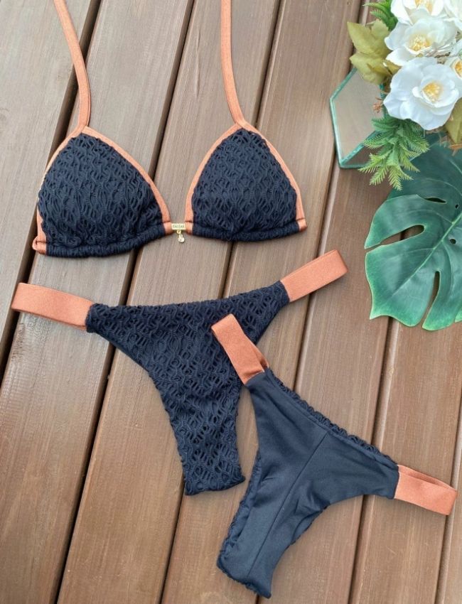 Biquíni Fita Larga - Preto Bronze