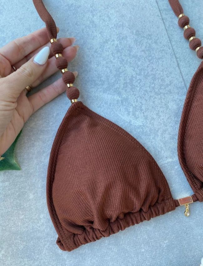 Biquíni Fita Bali Texturizado - Marrom