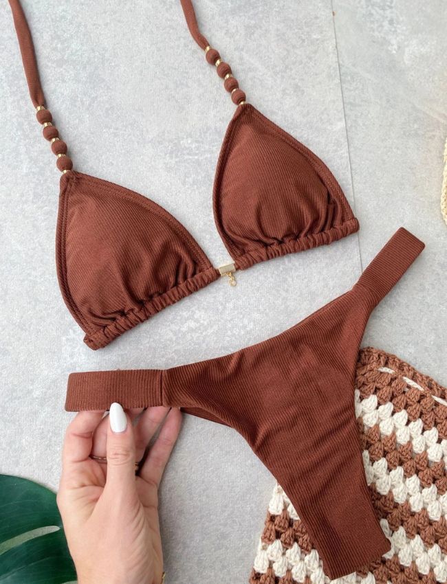 Biquíni Fita Bali Texturizado - Marrom