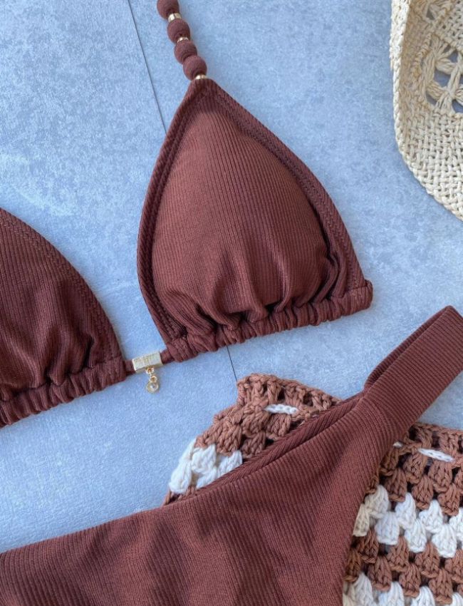 Biquíni Fita Bali Texturizado - Marrom