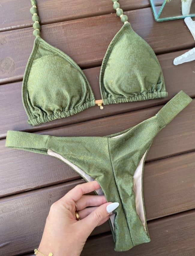 Biquíni Fita Bali Texturizado - Verde Musgo