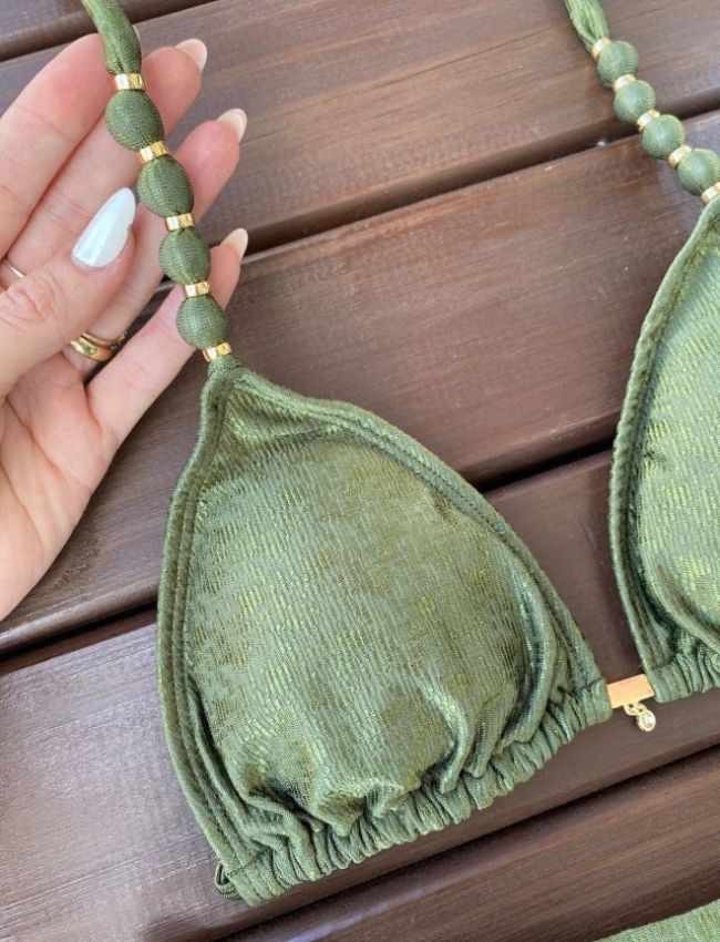 Biquíni Fita Bali Texturizado - Verde Musgo