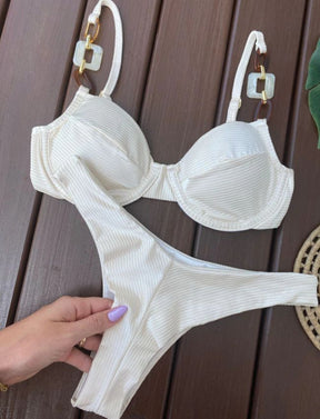Biquíni Meia Taça com Argolas - Off White