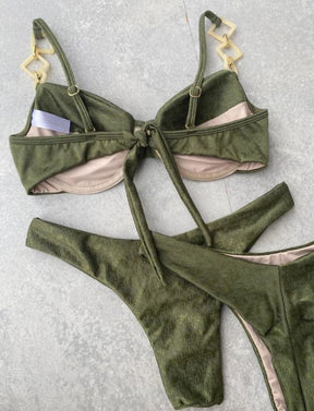Biquíni Meia Taça com Argolas - Verde Militar