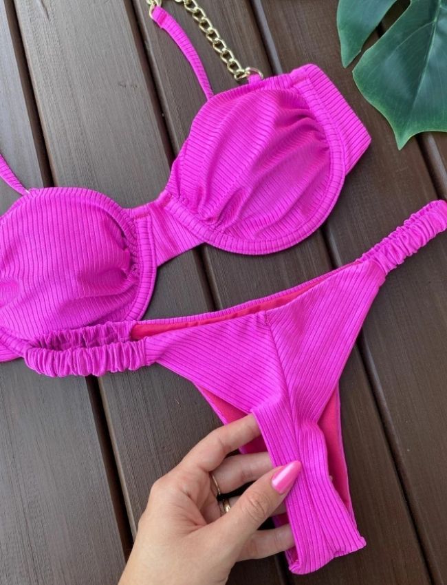 Biquíni Meia Taça Drapeado - Pink