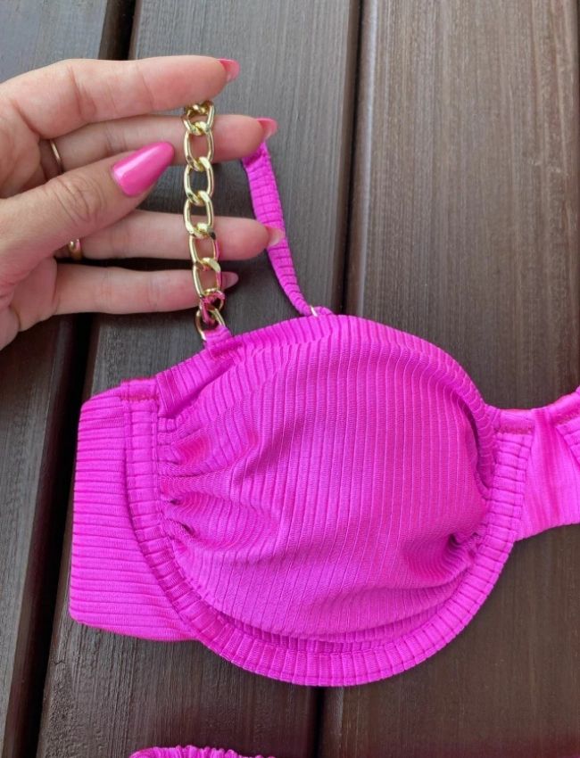 Biquíni Meia Taça Drapeado - Pink