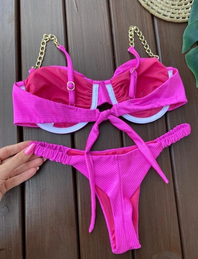 Biquíni Meia Taça Drapeado - Pink