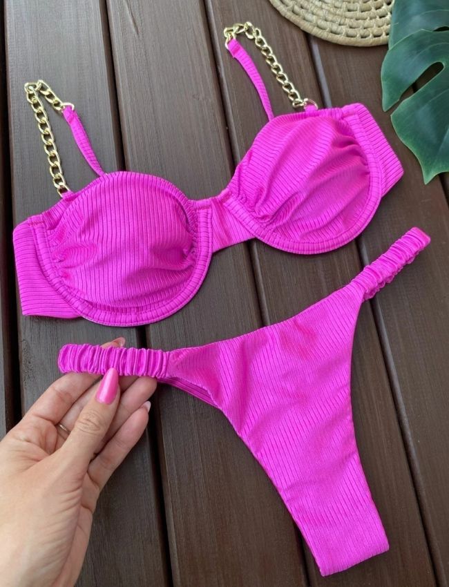 Biquíni Meia Taça Drapeado - Pink