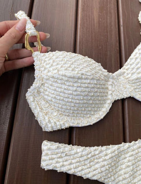 Biquíni Meia Taça - Off White com Dourado