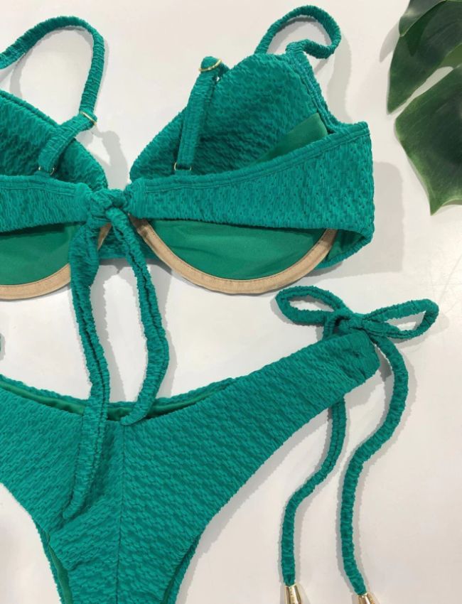 Biquíni Meia Taça Texturizado - Verde