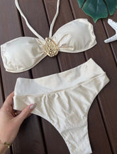 Biquíni Tomara Que Caia Canelado Hot Pant - Off White
