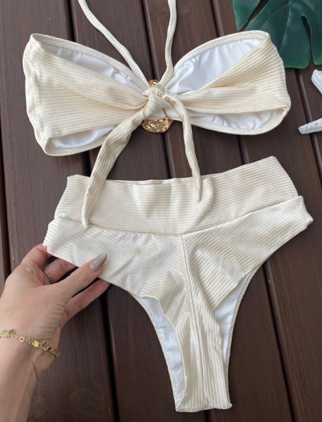 Biquíni Tomara Que Caia Canelado Hot Pant - Off White