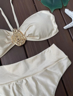 Biquíni Tomara Que Caia Canelado Hot Pant - Off White