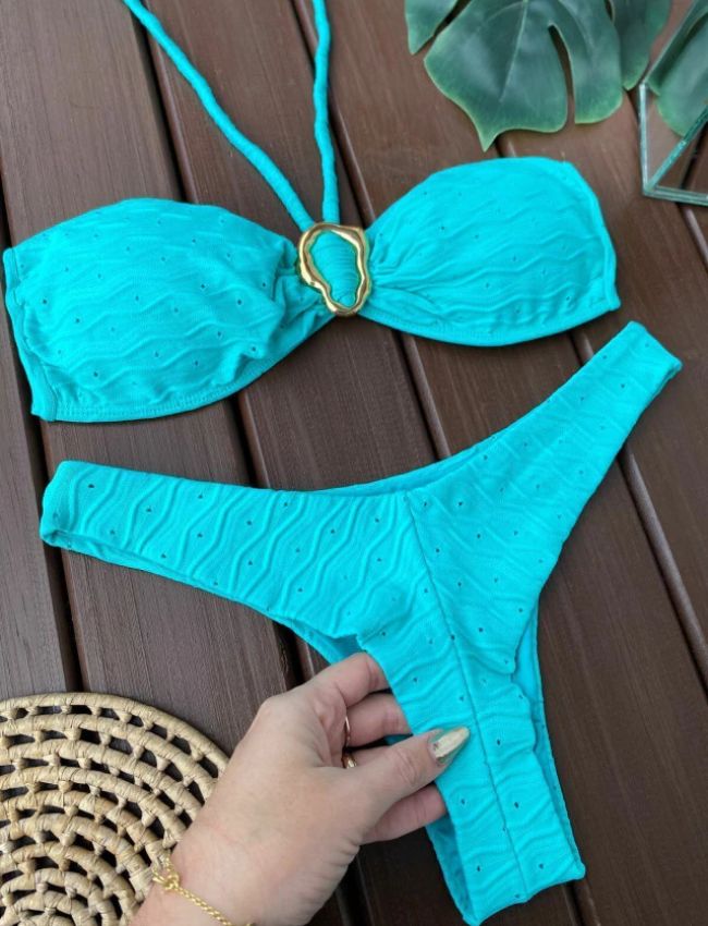 Biquíni Tomara Que Caia Texturizado - Turquesa