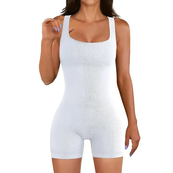 Sem mangas sem costas macacões feminino exercício yoga macacão ternos esportivos fitness wear correndo roupas de uma peça bodysuit sólido