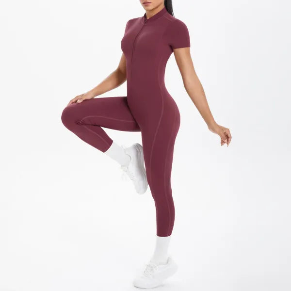 Macacão Fitness Feminino Costas Abertas Scrunch e Zíper