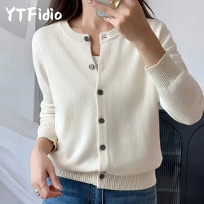Cardigan Feminino 100% Algodão Premium | Decote Redondo