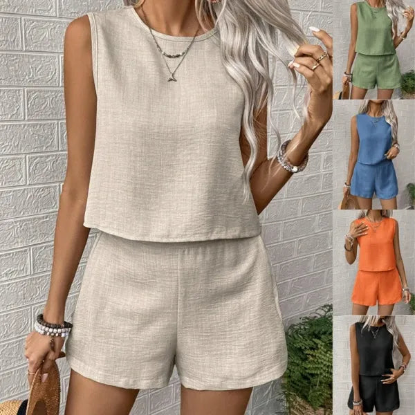Conjunto Top e Shorts Feminino Sem Mangas | Moda Casual 2026